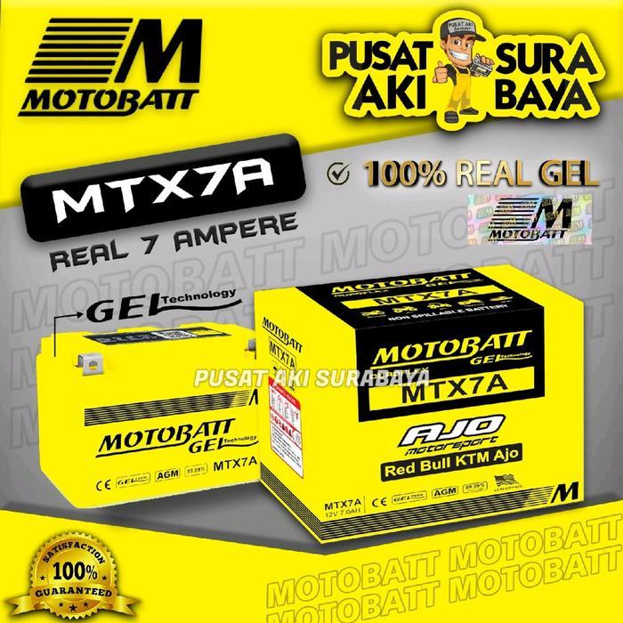 Official Motobatt Gel Mtx7A 7 Ah Original Aki Motor Kawasaki Ninja 250 Estrella Ninja H2 Pulsar 200