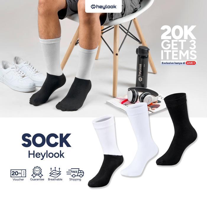 TERLARIS HEY Kaos Kaki Panjang Anak Laki-Laki & Perempuan Untuk Sekolah SD SMP SMA Variasi Hitam