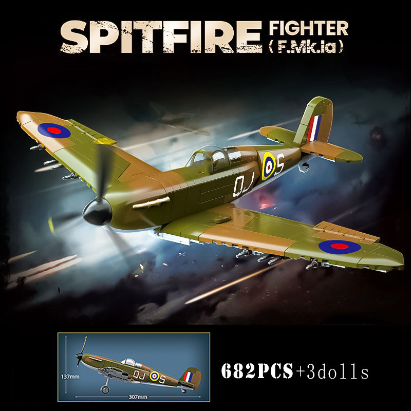 Military British Spitfire Fighter Yak-1B Building Blocks WW2 Technical Weapon P-51 La-7 Bf-109E