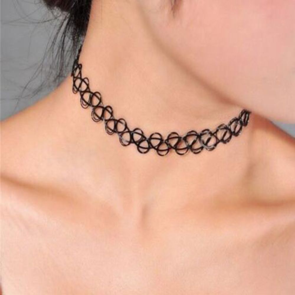 Choker Necklace Vintage Elastic Tattoo Choker Multi Color Fashion Necklace Stretch Braided Fish