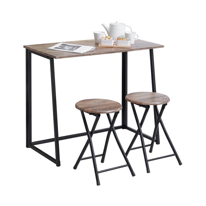 Informa Lexi Set Meja Makan Lipat 2 Bangku - Cokelat Walnut Kursi Dan Meja Taman Foldable Garden