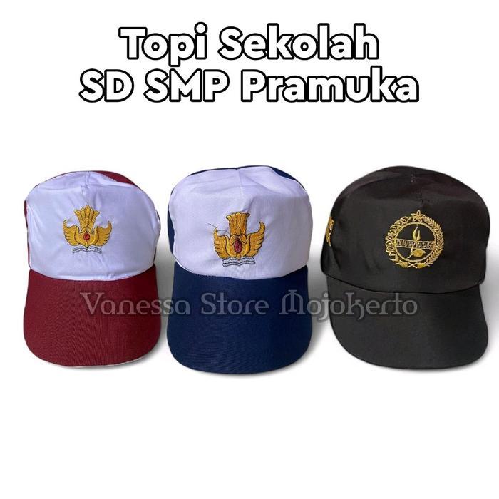 Topi SD Negeri SMP Pramuka Merah Putih Bordir Perlengkapan Seragam Anak Sekolah