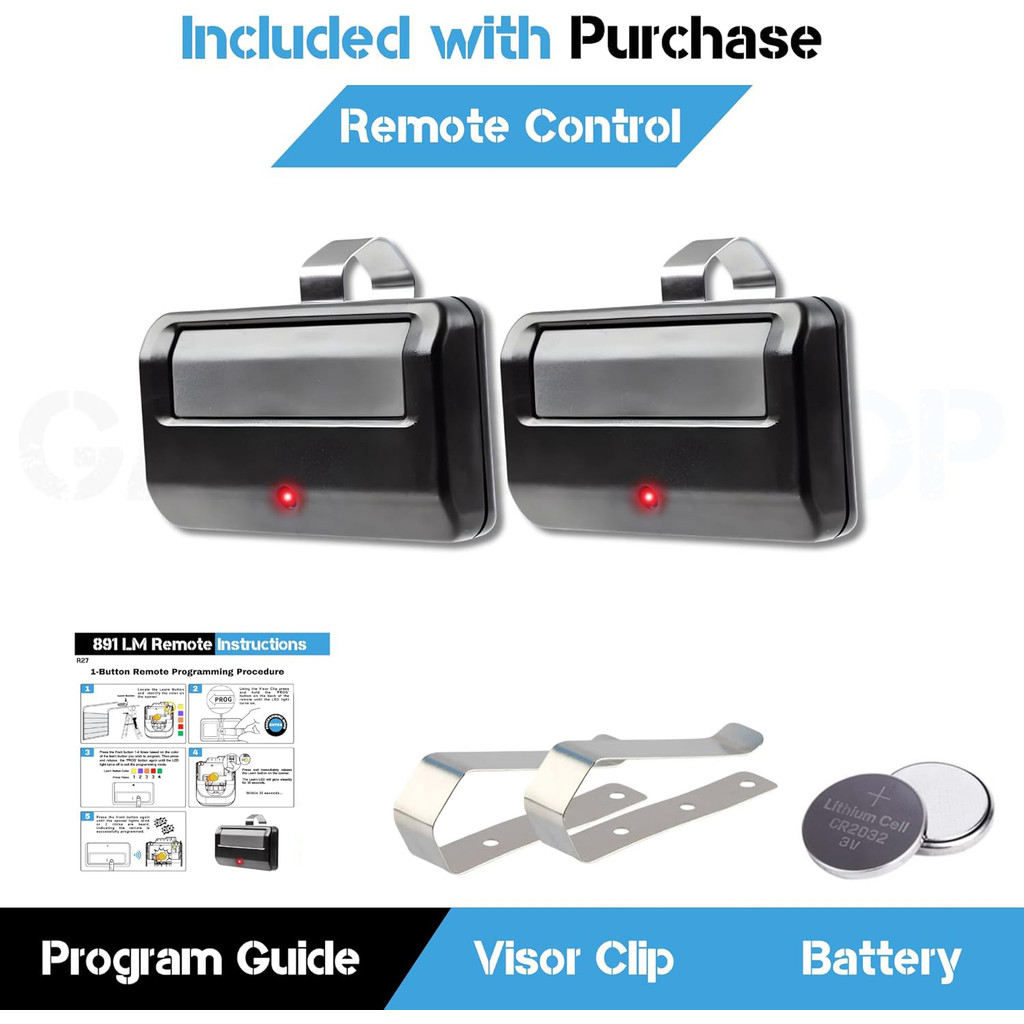 Universal Garage Door Opener Remote Control 3PCS 891LM for 5 Color Learn Buttonswith Visor Clip