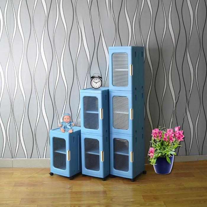 "New" HANEDA Lemari Lipat Susun Plastik Serbaguna LEORA Lemari Pakaian Plastik Lemari Portable