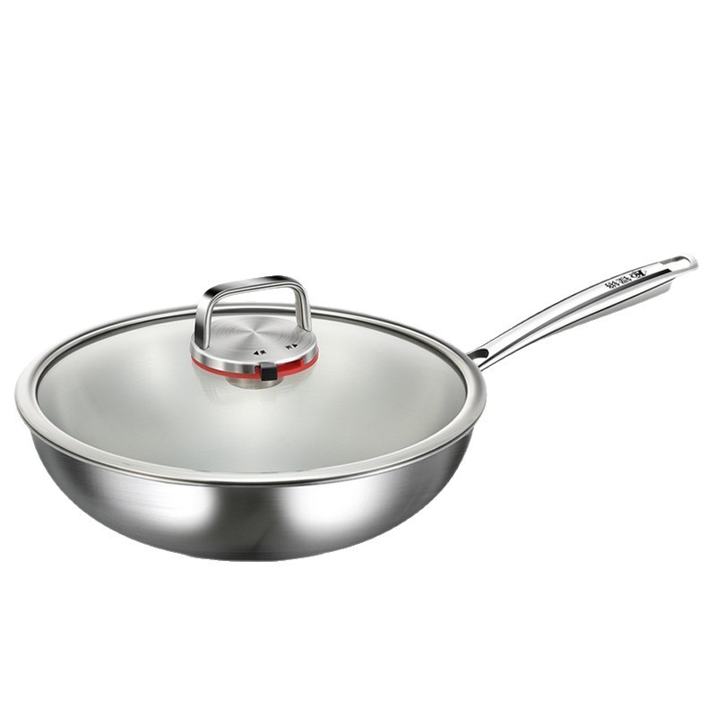 316 Stainless Steel Wok Large Capacity Five-layer Steel Uncoated Food Grade Wok Pan Gas Stove