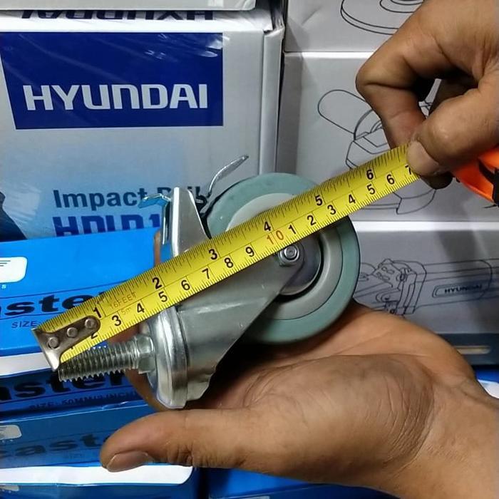 New Casters Roda Srew Abu 3 Inch + Mur Roda Tusuk Abu 3 Inch Roda Troli Abu Drat M12 Rem Diameter