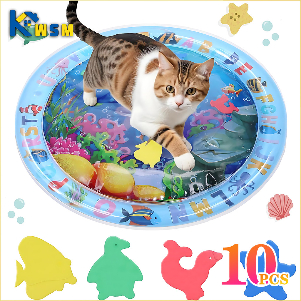 Water Sensory Play Mat Thickened Inflatable Water Mat For Cat And Dog Pet Playmat With Fish Sea