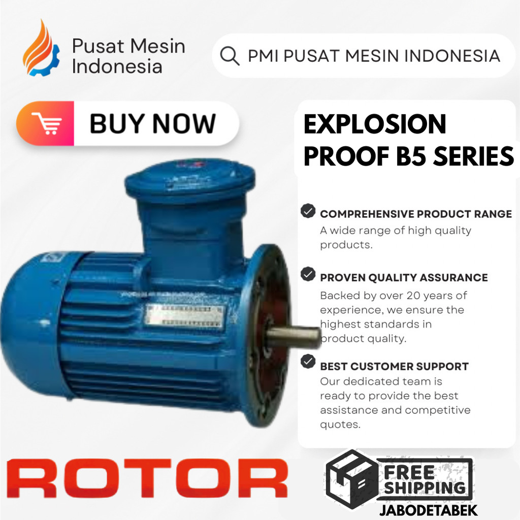 DINAMO EXPLOSION PROOF ELECTRIC MOTOR ROTOR 6P YB2100L-6 1.5KW / 2HP 3PHASE 220/380V B5