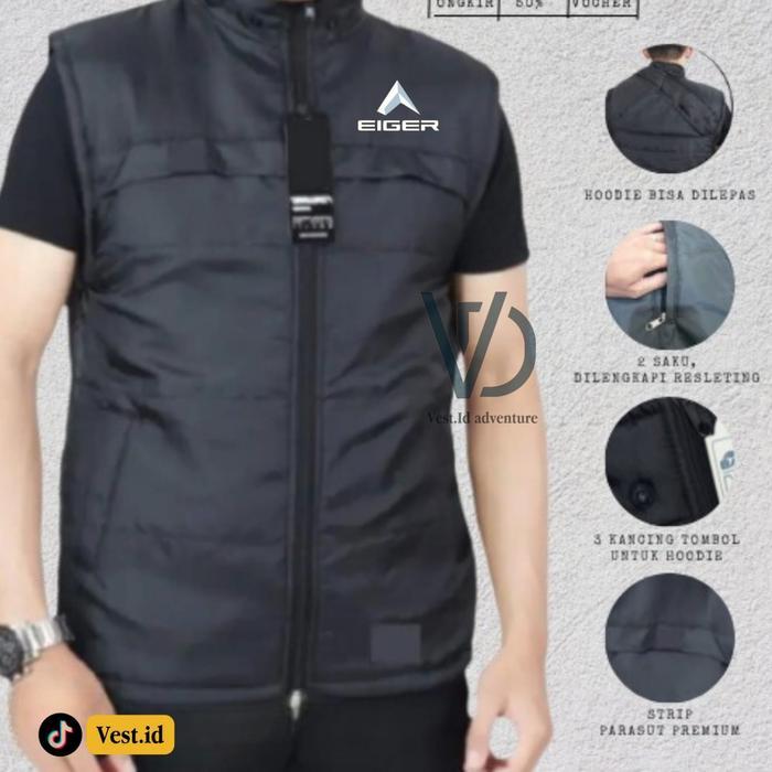 Jaket Rompi Parasut Pria Jumbo Eger Adventure / Vest Polos Pria Semi Waterproof Bikers Motor Driver