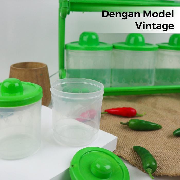 Monaco Pastela Tempat Penyimpanan Bumbu Dapur Serbaguna Susun 2 Tingkat Plastik Serbaguna Wadah Set
