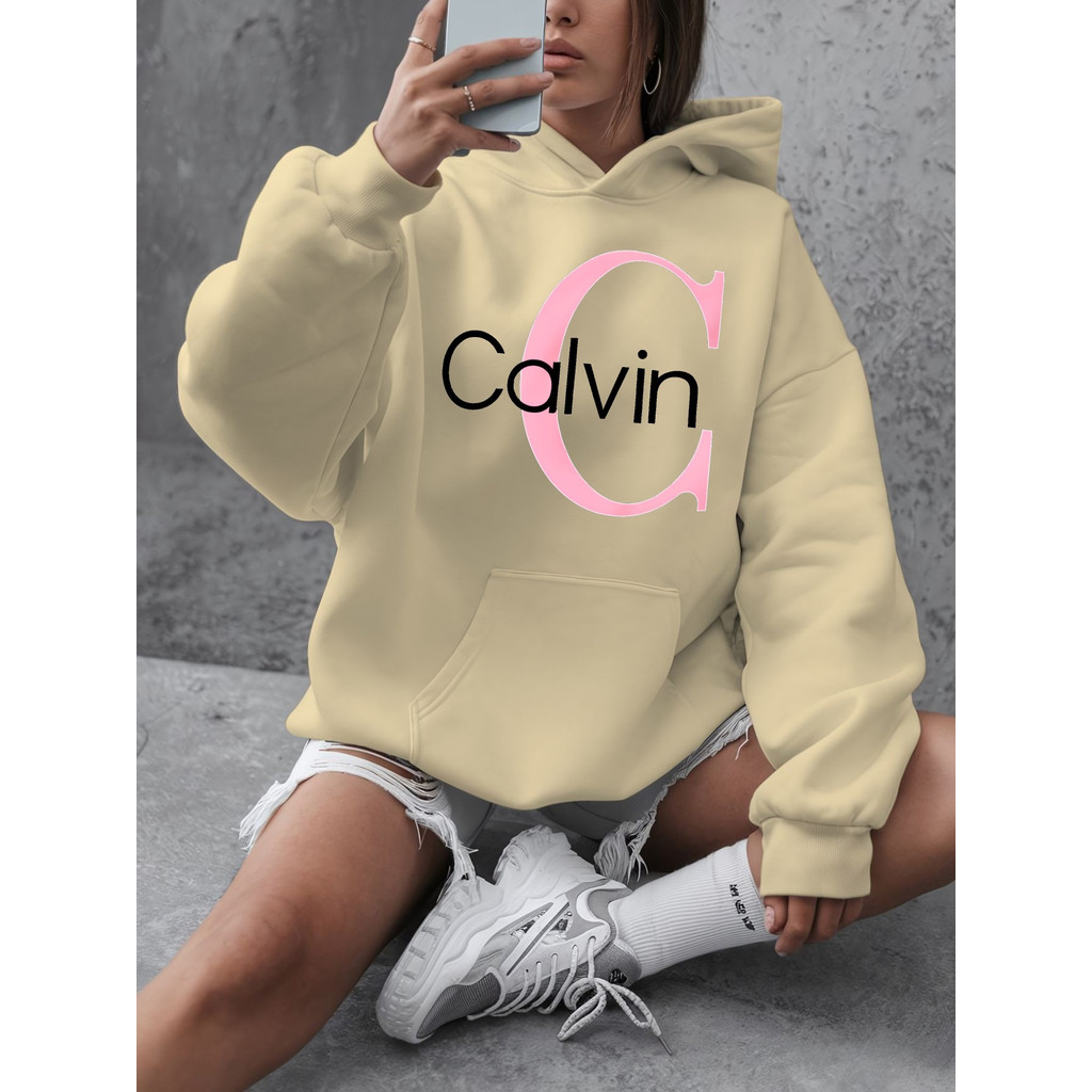 Calvin Graphic Hoodie Everyday Comfort Women's Calvin Graphic Hoodie Casual Long Sleeve Pullover