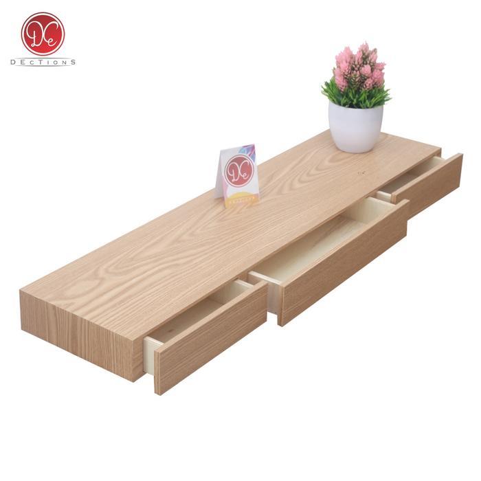 Dections Rak Dinding Ambalan Laci 80x20cm Meja Rias Kamar 3 Pintu Tempel Dinding Gantung Minimalis