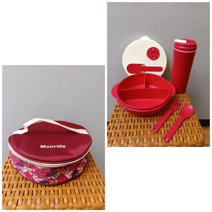 Prandio Lunch Set Merah (Lunch Box + Tumbler ) MOORLIFE - kotak bekal
