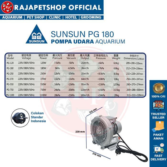 ( POMPA UDARA ) SUNSUN PG 180 ROOT RING BLOWER AIR PUMP KOLAM IKAN TAMBAK UDANG IPAL BIOFLOK