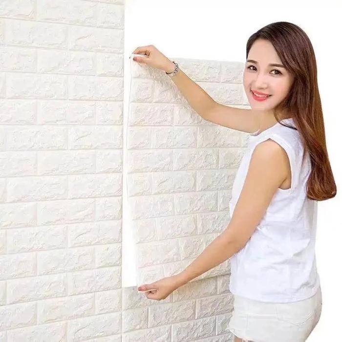 "New" UnikBandung PAKET 10 LEMBAR Wallpaper Brickfoam Bata 3D Foam 70 x 38cm Timbul Brickfoam