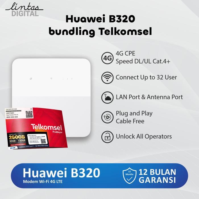 Telkomsel modem wifi home & mifi paket 1 tahun 260gb tanpa isi bulanan