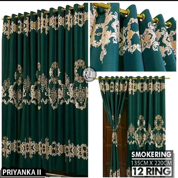 Gorden Motif Batik Raja Priyanka Model Smokring 12 Ukuran 135 cm x 220 cm Gorden Minimalis Pintu dan