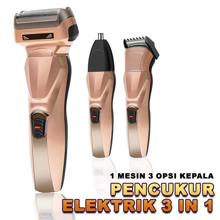 Alat Cukur Rambut elektrik Shaver Alat Cukur Set 3 in 1 Man Grooming Kit Perlengkapan Alat Cukur