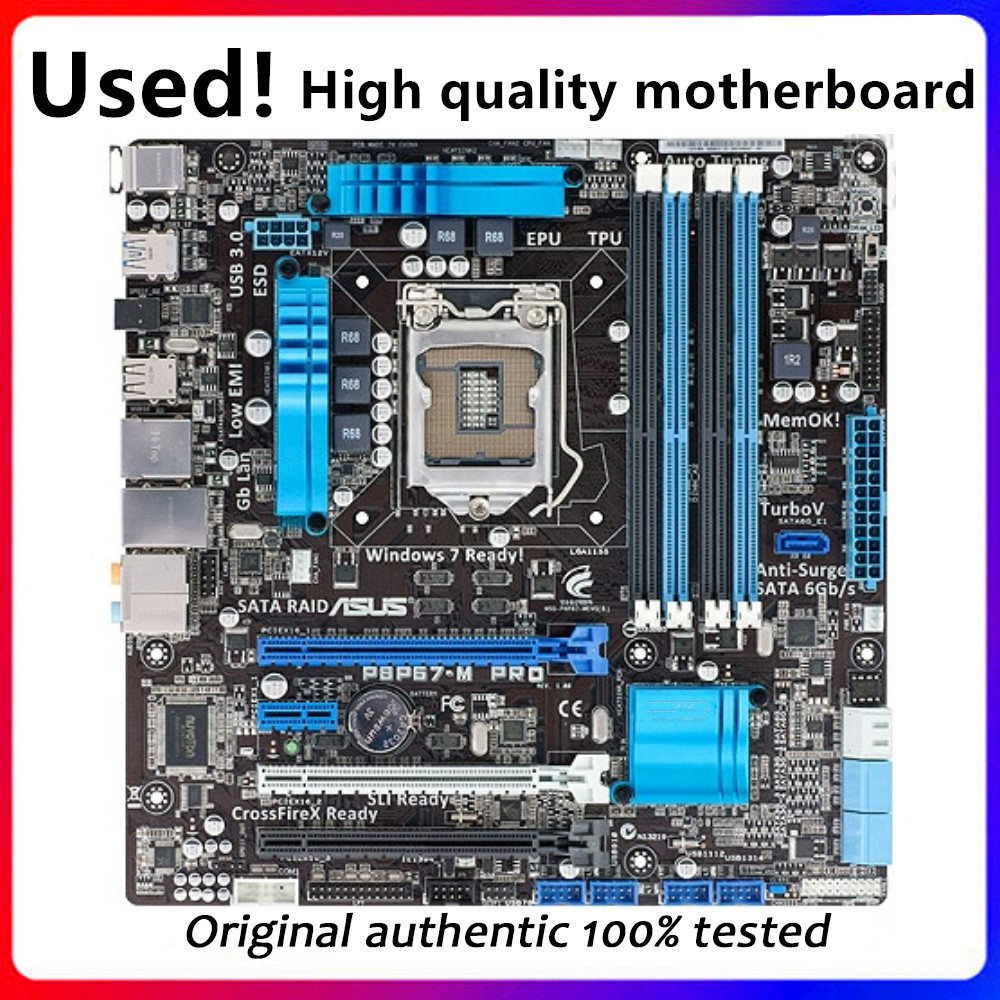 For P8P67-M PRO Computer Motherboard LGA 1155 DDR3 For Intel P67 P8P67 Desktop Mainboard Used Withou
