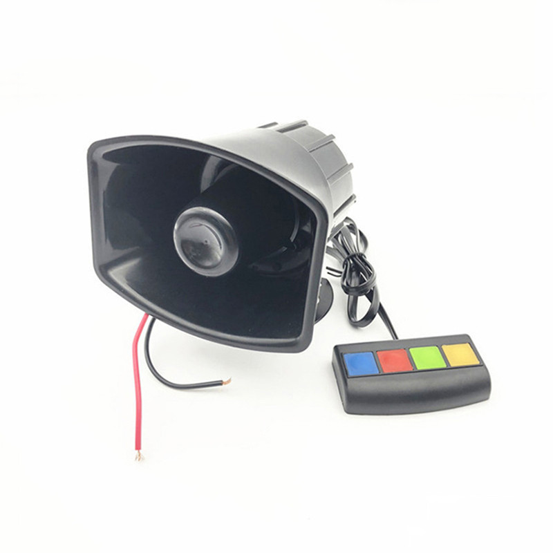 Police Siren Horn Car Siren Loud Electric Horn Black Plastic Square Speaker DC12V 4 Tones Emergency 