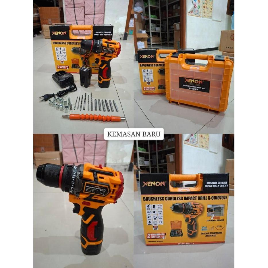 XENON CDID707 Cordless Bor Beton SET - Baterai Impact Drill Besi