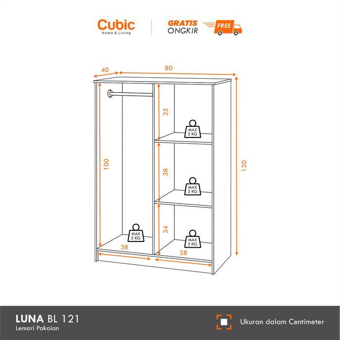 Cubic Lemari Pakaian Bergambar / Lemari Kecil 2 Pintu Minimalis / LUNA BL 121