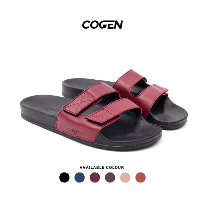 Aerostreet - Sandal Slide Pria Wanita Sendal Strap Unisex Basel Collection - Maroon