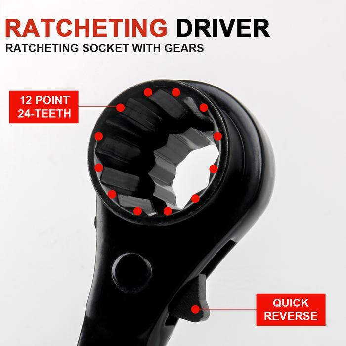 Sherlock - Kunci Ring Rachet Skafolding Torsi 2 Arah Bolak-Balik Rachet 17-27Mm Torsi Torque