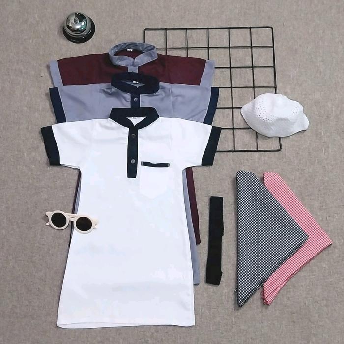 (SPESIAL RAMADHAN) BAJU JUBAH GAMIS KOKO BAYI SET SORBAN IGAL DAN PECI USIA 0-24 BULAN BAJU GAMIS