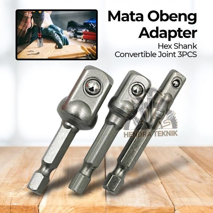 Adaptor sok bor set 3pcs sambungan soket mata kunci shock bor shok kcl