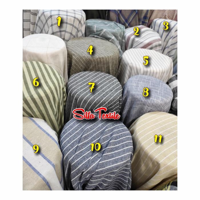 Kain Bahan Katun Linen Salur _ Kain Cotton Linen Salur _ Bahan Kemeja/Dress