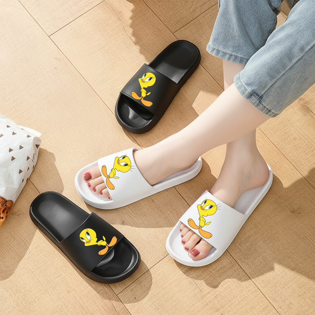 Sandal Sandal Unisex Kartun TWEETY Motif Anti Licin Kekinian Elegan Ringan Affortable