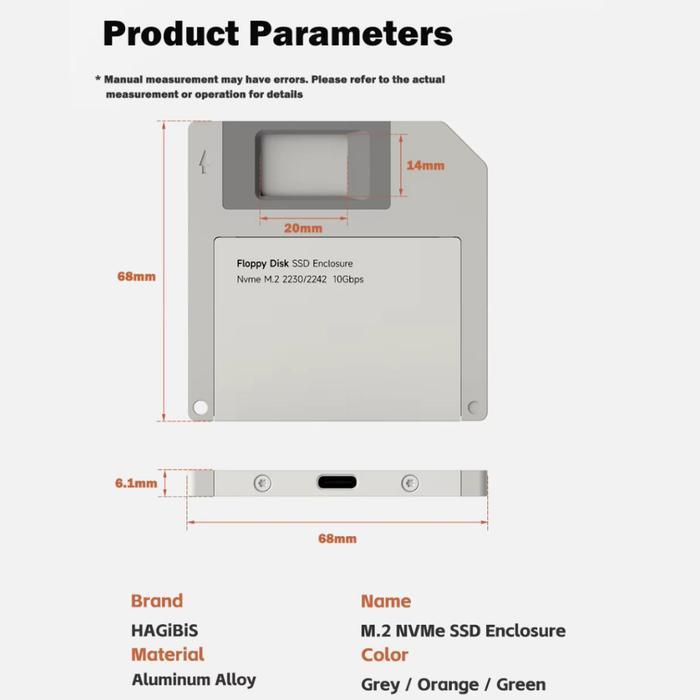 HAGIBIS 2230 2242 M.2 NVME SSD ENCLOSURE USB 3.2 GEN 2 TO PCI-E M.2 SSD CASE 2242 EXTERNAL SSD