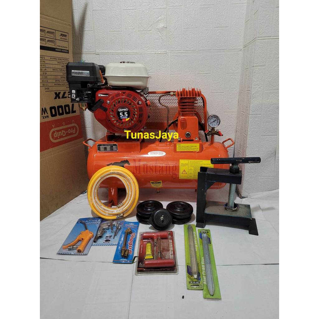 Kompresor Mustang Bensin MUSTANG 1/4HP+Mesin Penggerak GX160 Siap Pakai