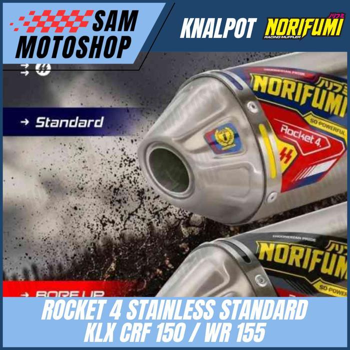 KNALPOT NORIFUMI ROCKET 4 STANDAR KLX CRF 150L WR 155 ORIGINAL 100%