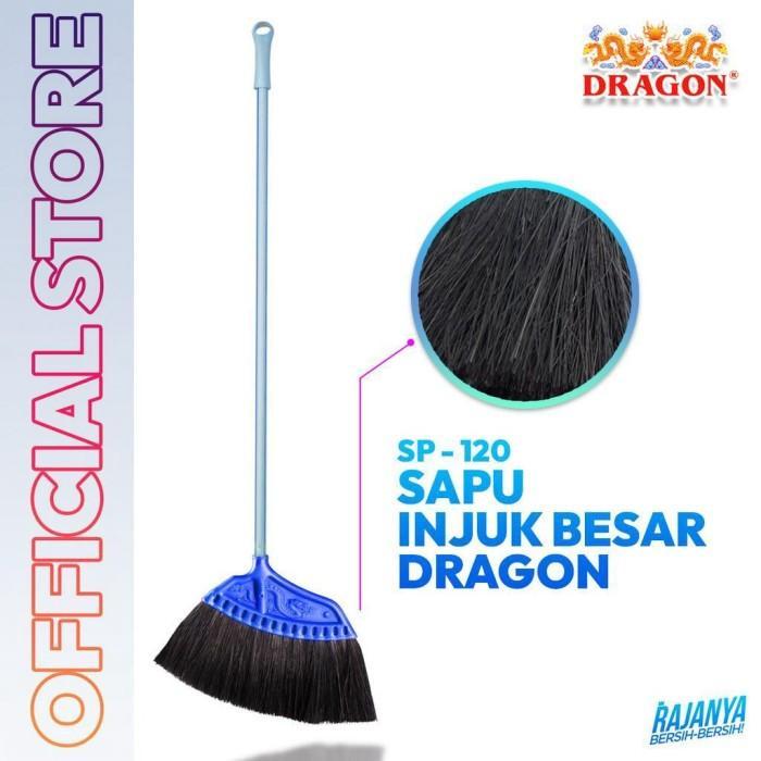 DRAGON Sapu Injuk Kipas Besar SP120 / Sapu Ijuk Hitam Gagang Panjang