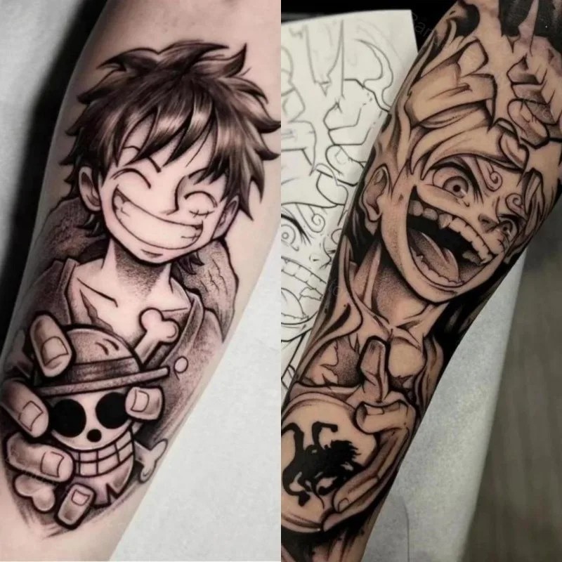 Luffy Tattoo Anime Waterproof Temporary Tattoo Cartoon Cute Body Art Fake Tattoo For Women Men Gifts