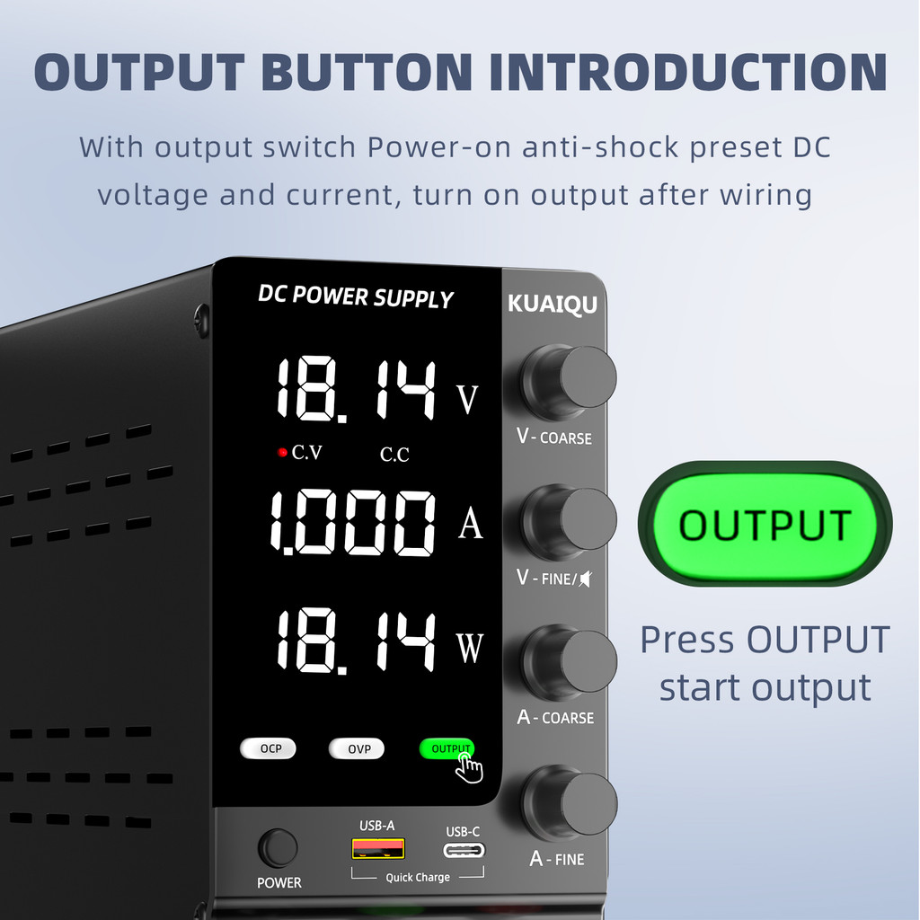 KUAIQU Variable Adjustable Switching DC Power Supply 30V 10A Bench Power Supply Optional OCP OVP