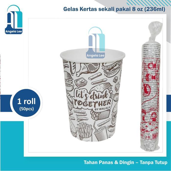Paper Cup Motif Batik - Gelas Kertas Kopi Panas 8oz isi 50 pcs