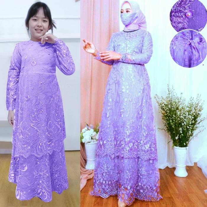 cnm Gamis Busui Brukat / Copelan Ibu Anak / Remaja / Jumbo Seragam Pesta kondangan Dress Maxi Couple