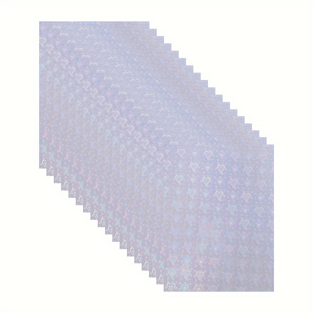 20 sheets of heart-shaped holographic sticker paper A4 transparent holographic film self-adhesive