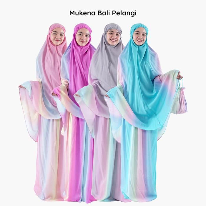 Mukena Bali Pelangi / Mukena Jumbo Motif Pelangi / Mukena Tye Dye Rayon Muslim Dewasa