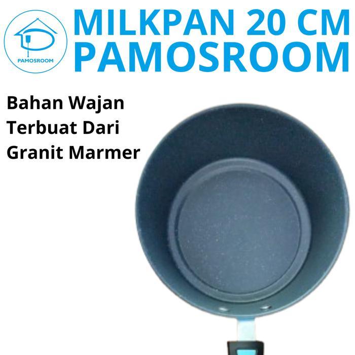 Pamosroom Milk Pan Granit Marble 20cm Panci Susu Keramik Sauce Pan Marble Anti Lengket Tebal
