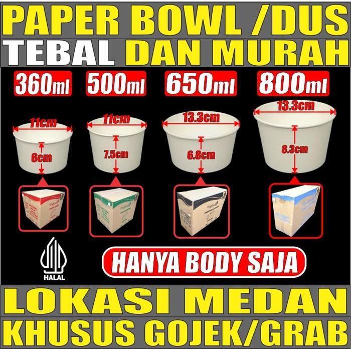 Paper Bowl 360ml 500ml 650ml 800ml Hanya Body Mangkok Kertas Dus Gojek Medan