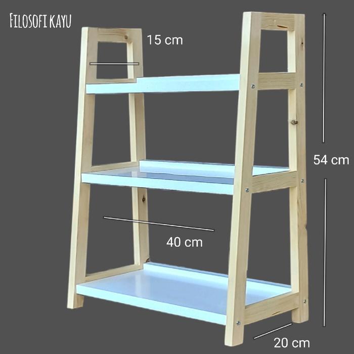 Rak bumbu kayu susun 3 / Rak dapur aesthetic / Rak bumbu dapur susun / Rak bumbu kayu