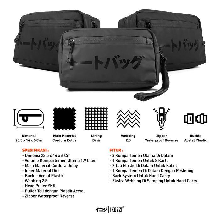 Ikozzi Tas Pria Comfy Handbag Pria Pouch Bag Cowok Tas Selempang & Genggam Clutch Bag Hitam