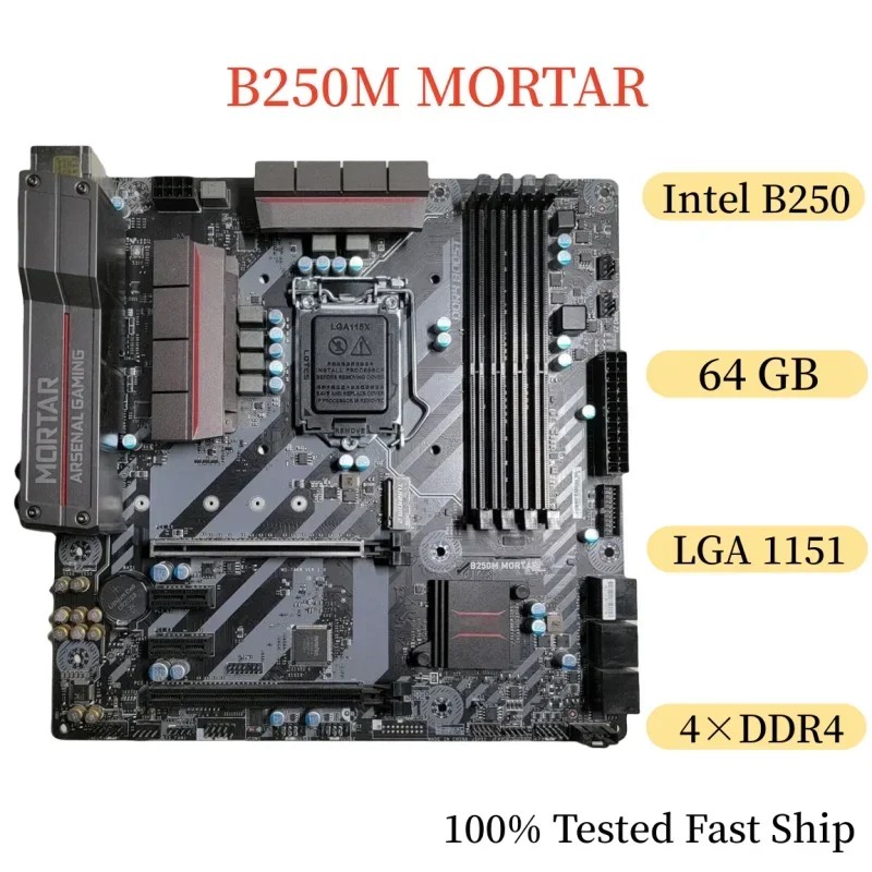 For MSI B250M MORTAR Motherboard B250 64GB LGA1151 DDR4 Micro ATX Mainboard 100% Tested Fast Ship