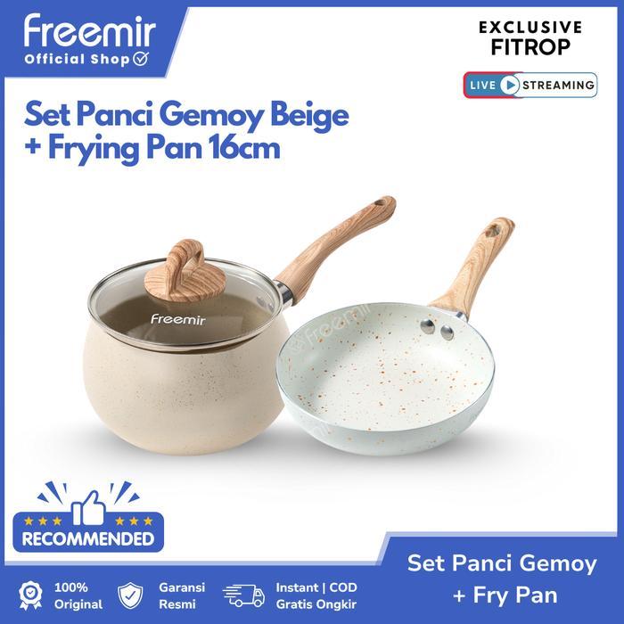 [Exclusive Fitrop] Freemir Panci Anti Lengket Susu Rebus Mpasi Granit Pink Atau Beige Panci Aladin