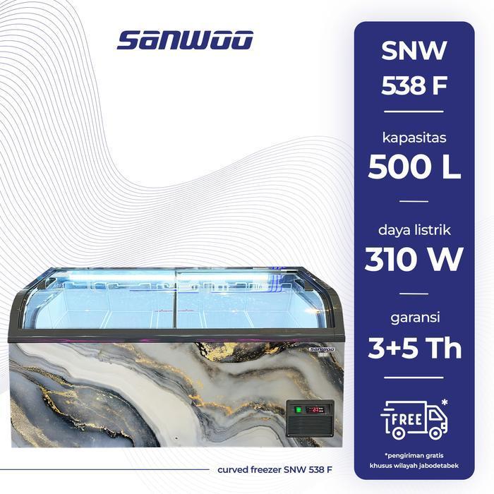 Freezer Sanwoo Sliding Curved Glass SNW 538F/ Freezer Sliding Curved Glass 500L