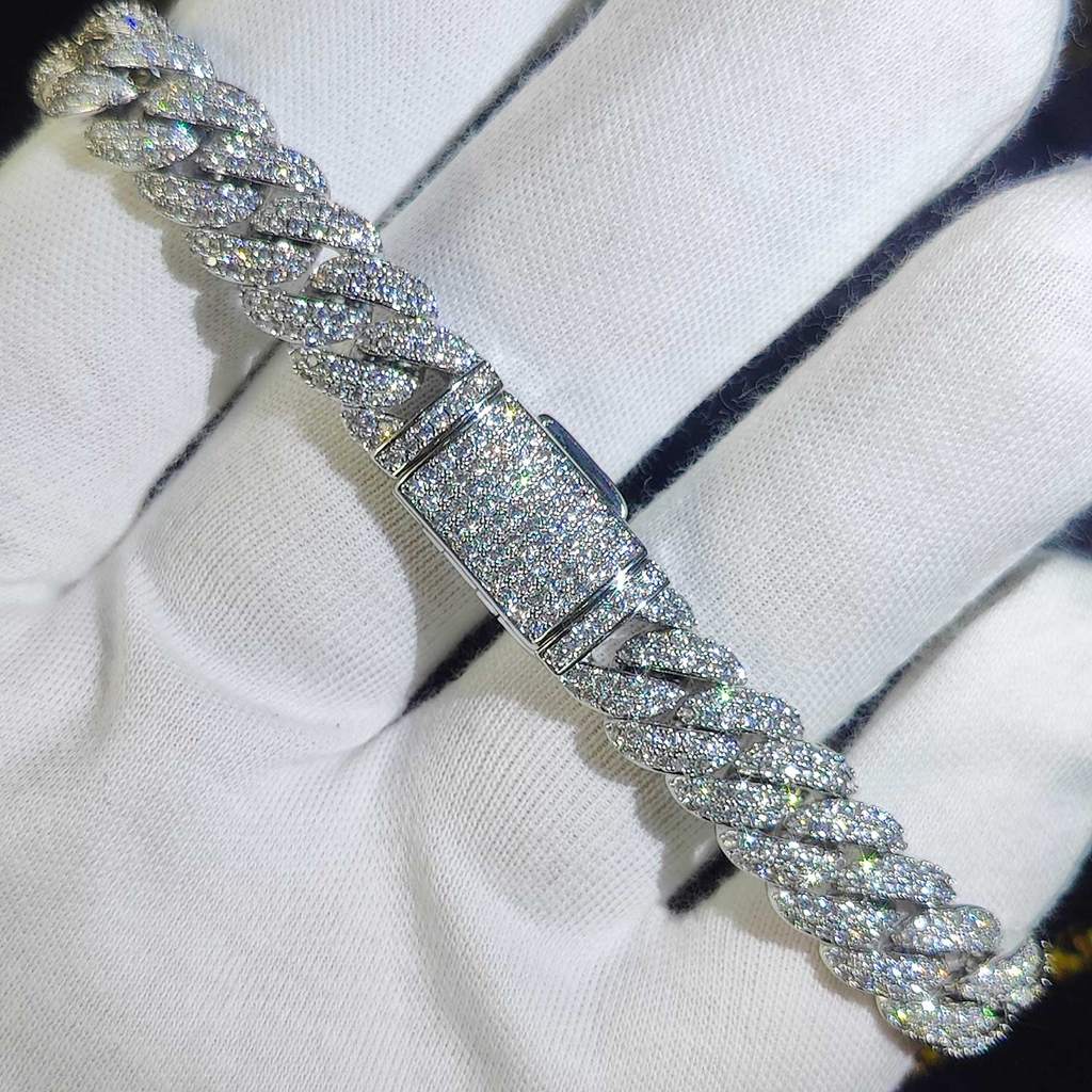 Luxury Jewelry Bling CZ Cuban Link Bracelet Two Row Zircon Copper Miami Cuban Bracelet Iced Out Hip